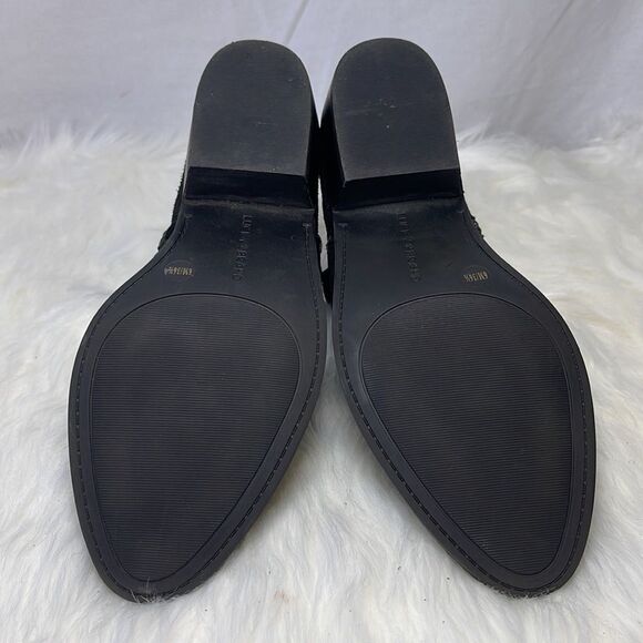 Lucky Brand Fabiana Black Perforated Suede Booties Sz 6 - Picture 7 of 9